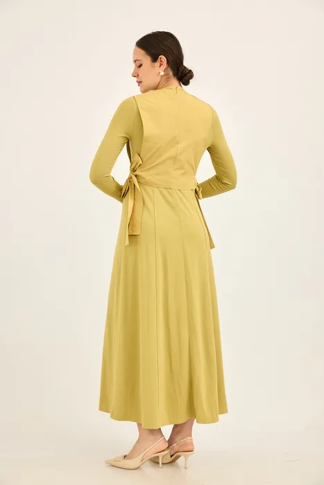 סט סריג עם עליונית כותנה קשירה ירוק דקל