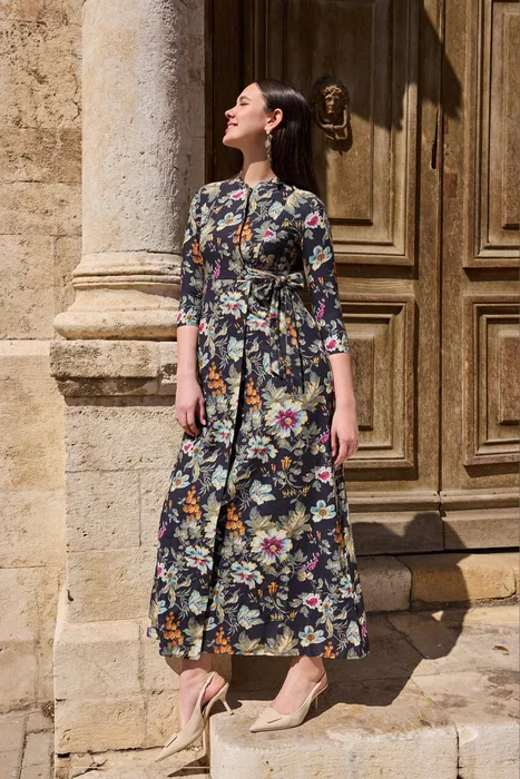 שמלת מעטפת מודפסת פרחים