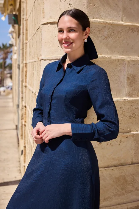 שמלת צווארון מידי בורדו עשיר