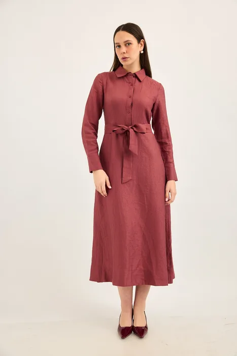 שמלת צווארון מידי כחול עמוק רודונייט